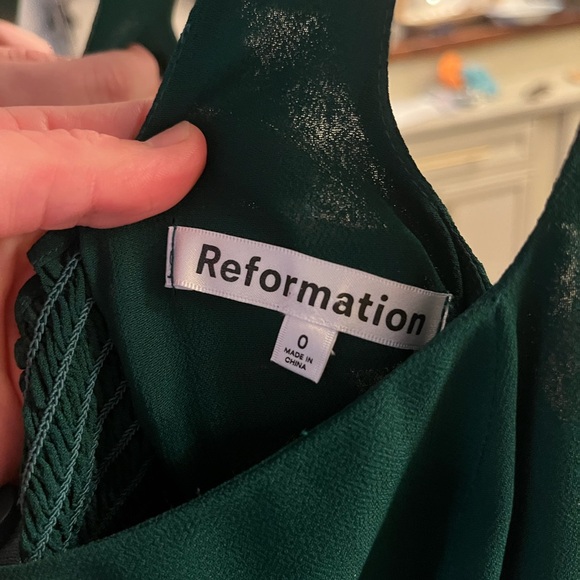 Reformation Green/Emerald Midi Dress with Slit - Picture 3 of 5